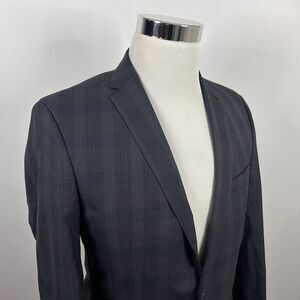 Ben Sherman 38R Camden Sport Coat Tailored Skinny Fit Gray Plaid Two Button